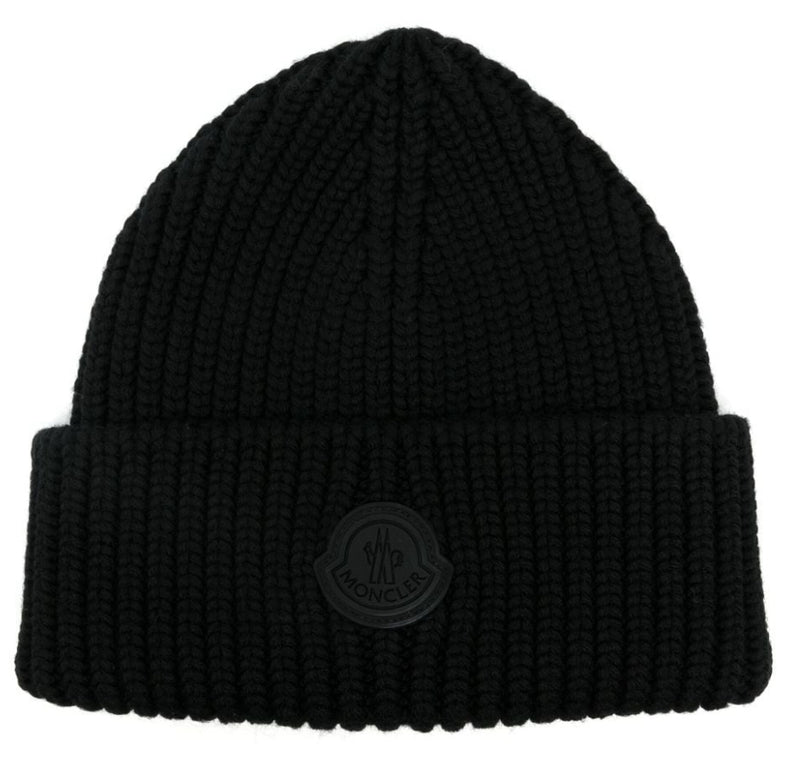 Moncler Rubberised Logo Knitted Beanie