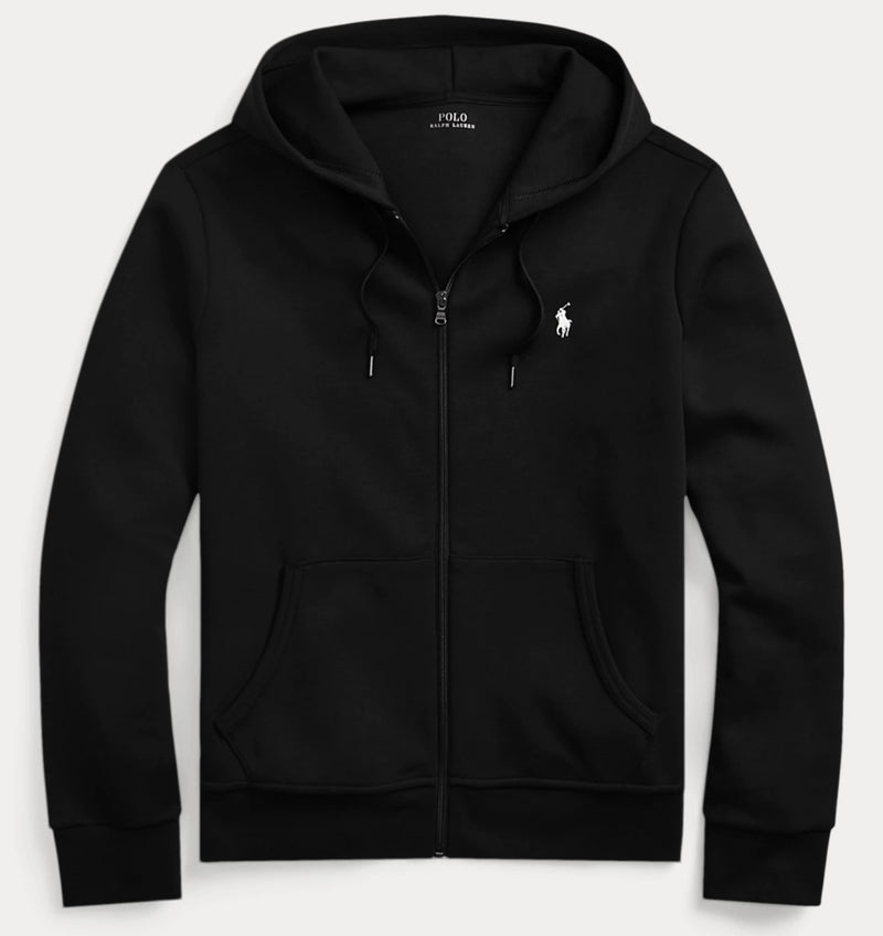 Ralph Lauren Double-Knit Full-Zip Black Hoodie