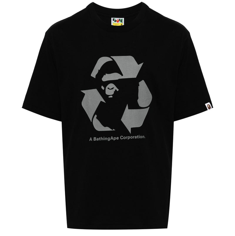 A Bathing Ape Logo Printed Cotton Black T-shirt