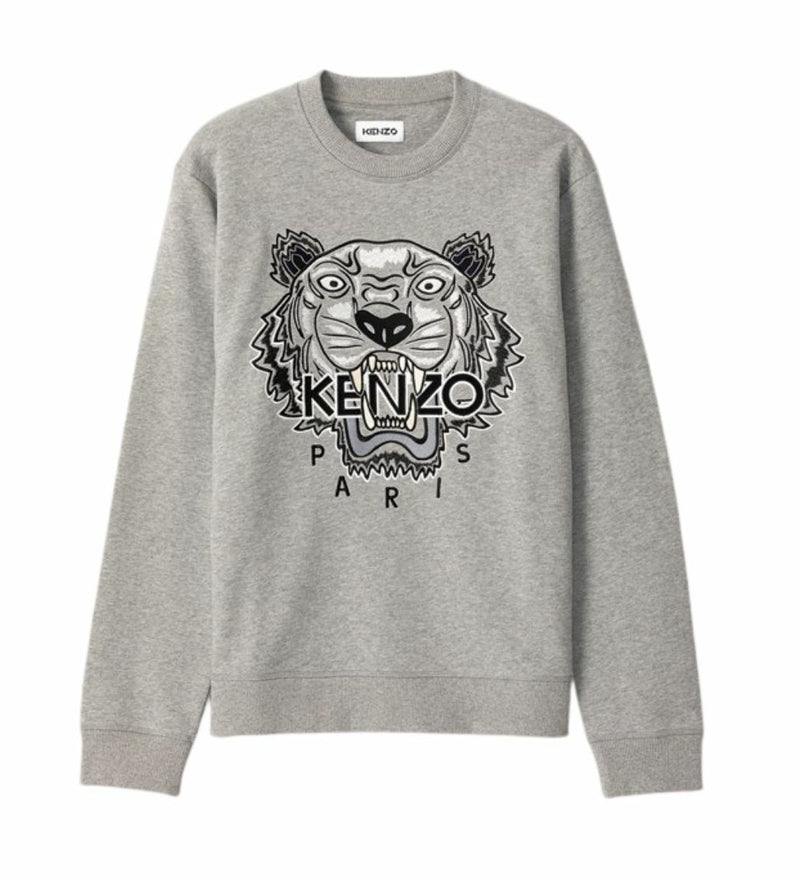 Kenzo Mens Tiger Logo Embroidered Grey Sweatshirt